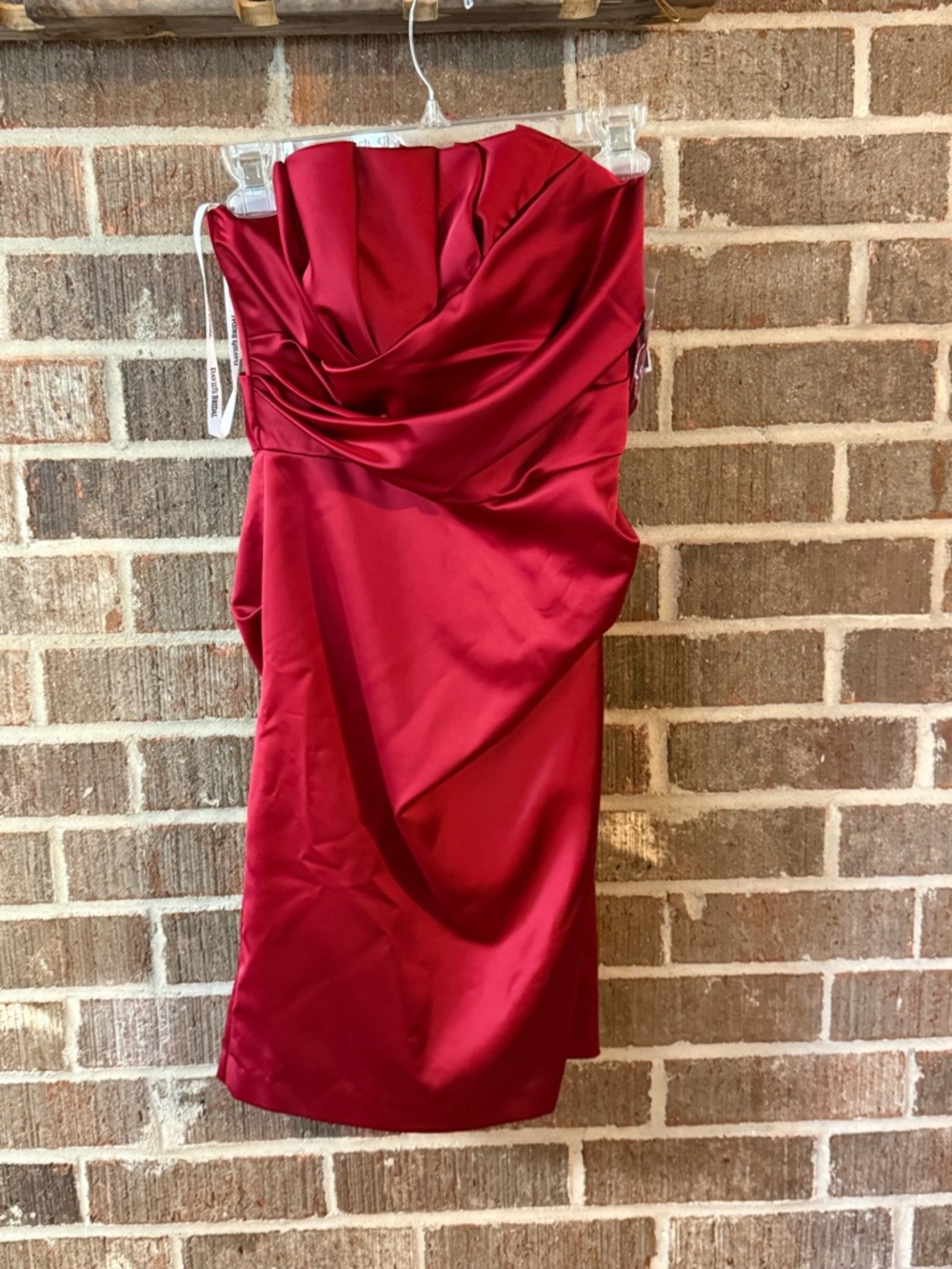 Strapless Satin Cocktail Dress in Red